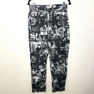 Vintage Georgiou Printed Jeans Old Movie Scenes Black and White Size 8
